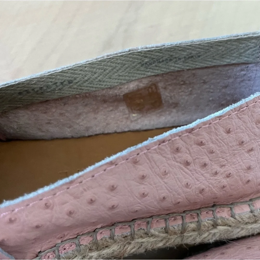 Anthropologie Selected Femme Pink Ostrich Leather Espadrilles EU 38 (7.5) - Picture 6 of 10